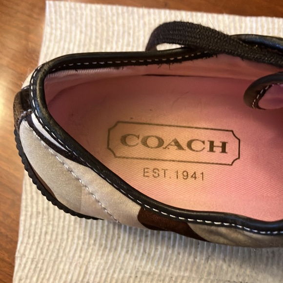 COACH. WOMEN’S BROWN & PINK MID-TOP SNEAKERS. SIZE 8. VERY CUTE! EUC - Picture 2 of 10